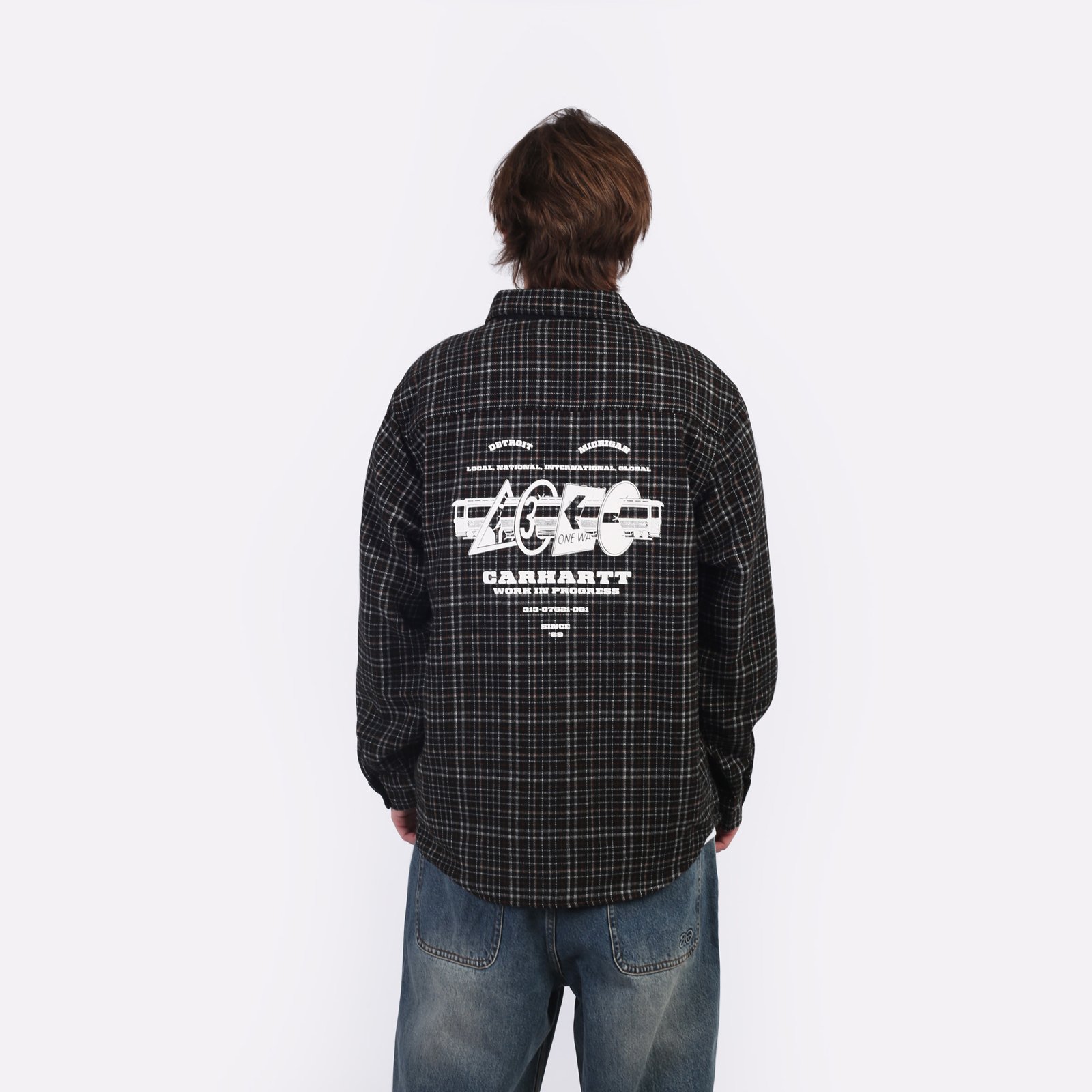 Мужская рубашка Carhartt WIP L/S Runaway Millett Shirt (I034383-Millettch blk/wax)  - цена, описание, фото 2