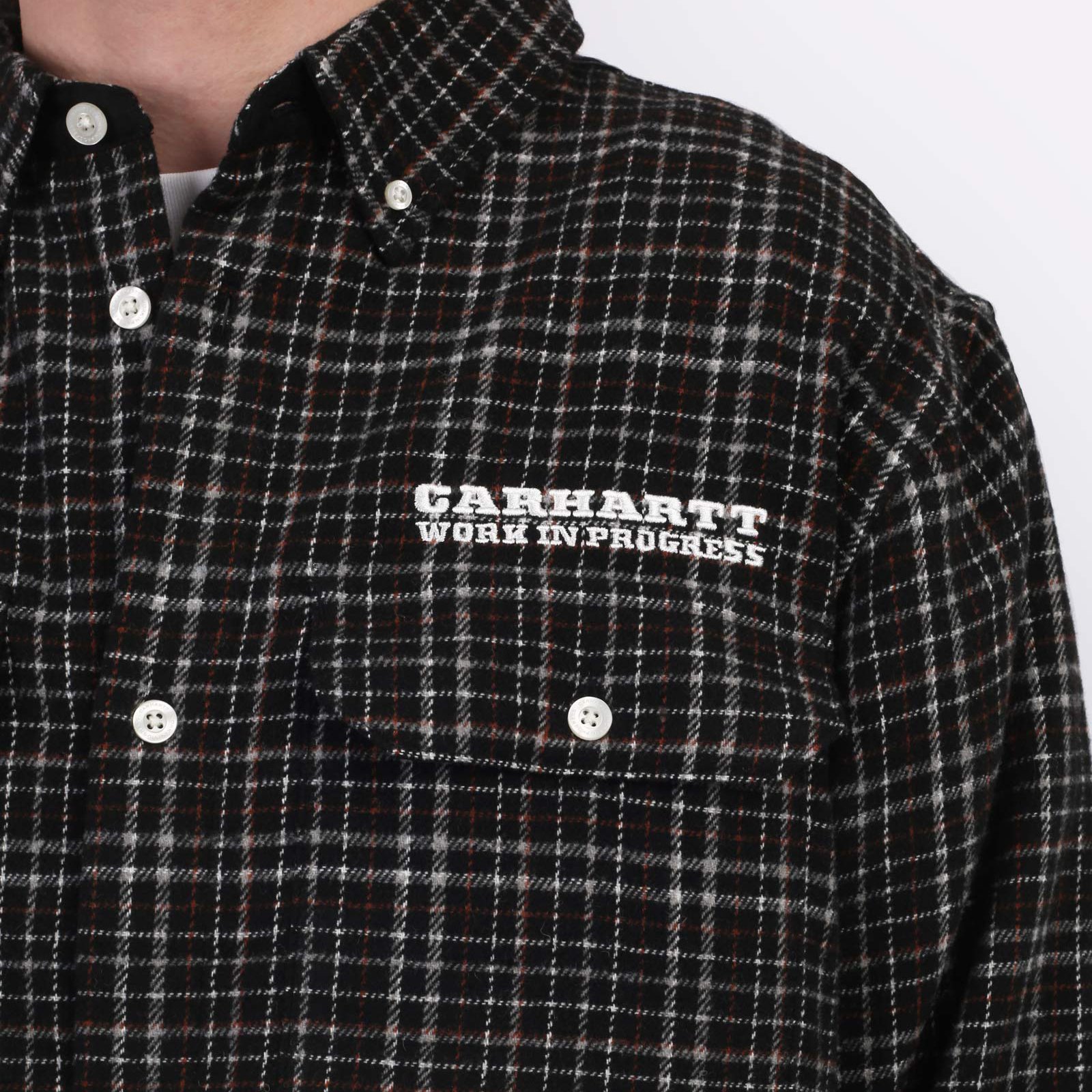 Мужская рубашка Carhartt WIP L/S Runaway Millett Shirt (I034383-Millettch blk/wax)  - цена, описание, фото 4