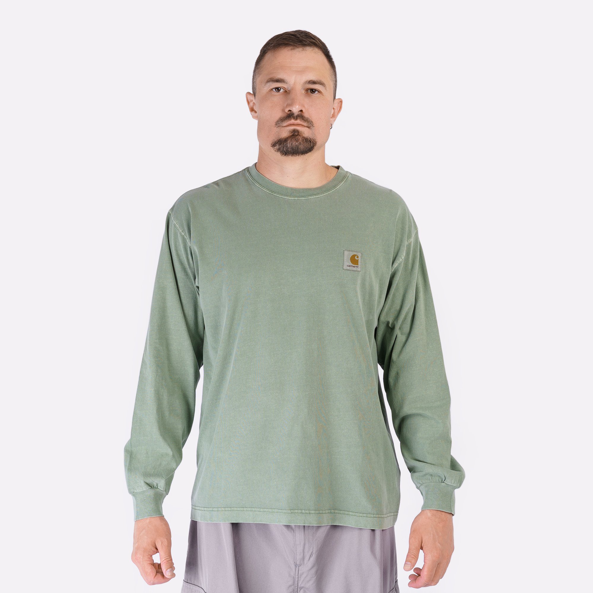 Мужской лонгслив Carhartt WIP L/S Nelson T-Shirt (I029948-park garm dyed)  - цена, описание, фото 2