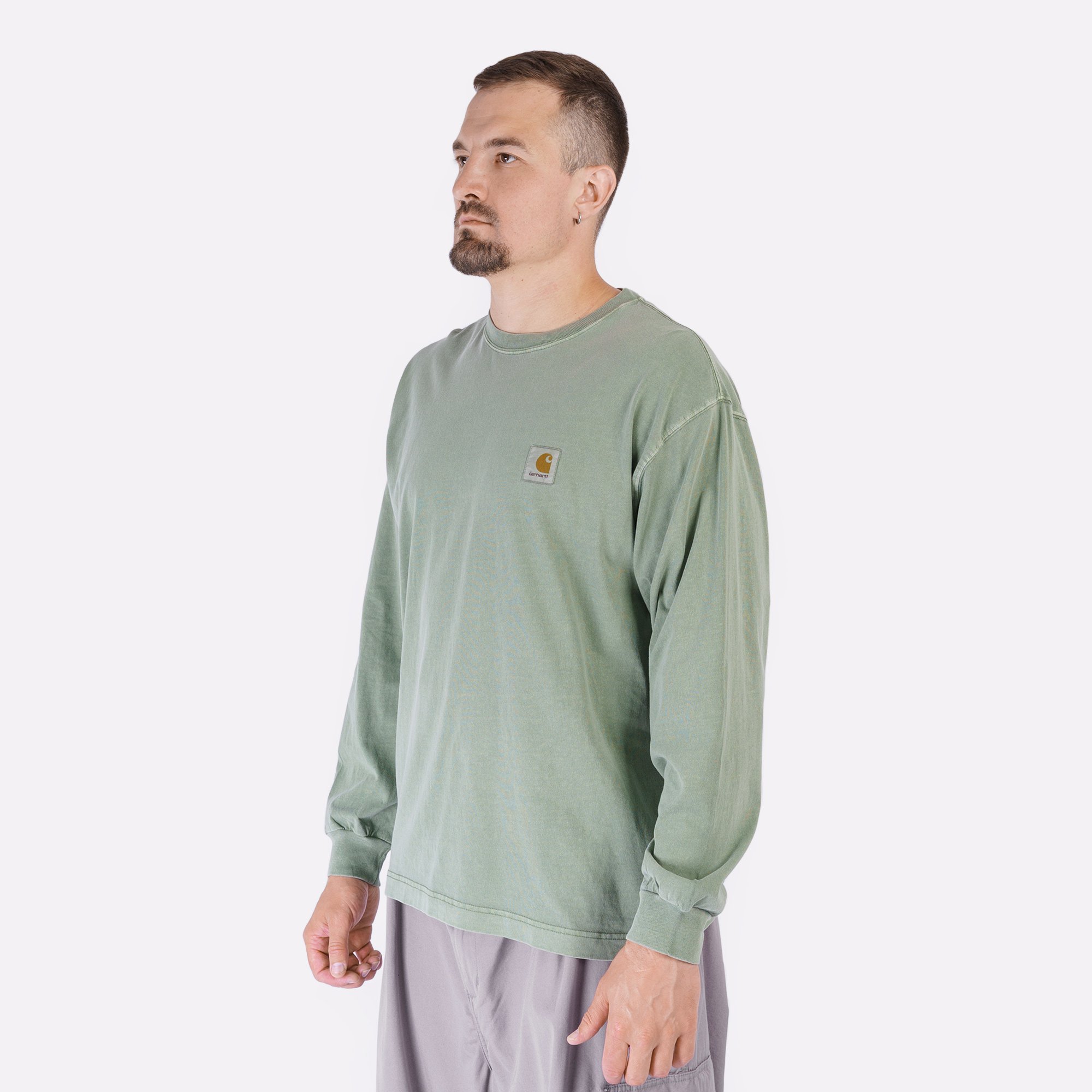 Мужской лонгслив Carhartt WIP L/S Nelson T-Shirt (I029948-park garm dyed)  - цена, описание, фото 4