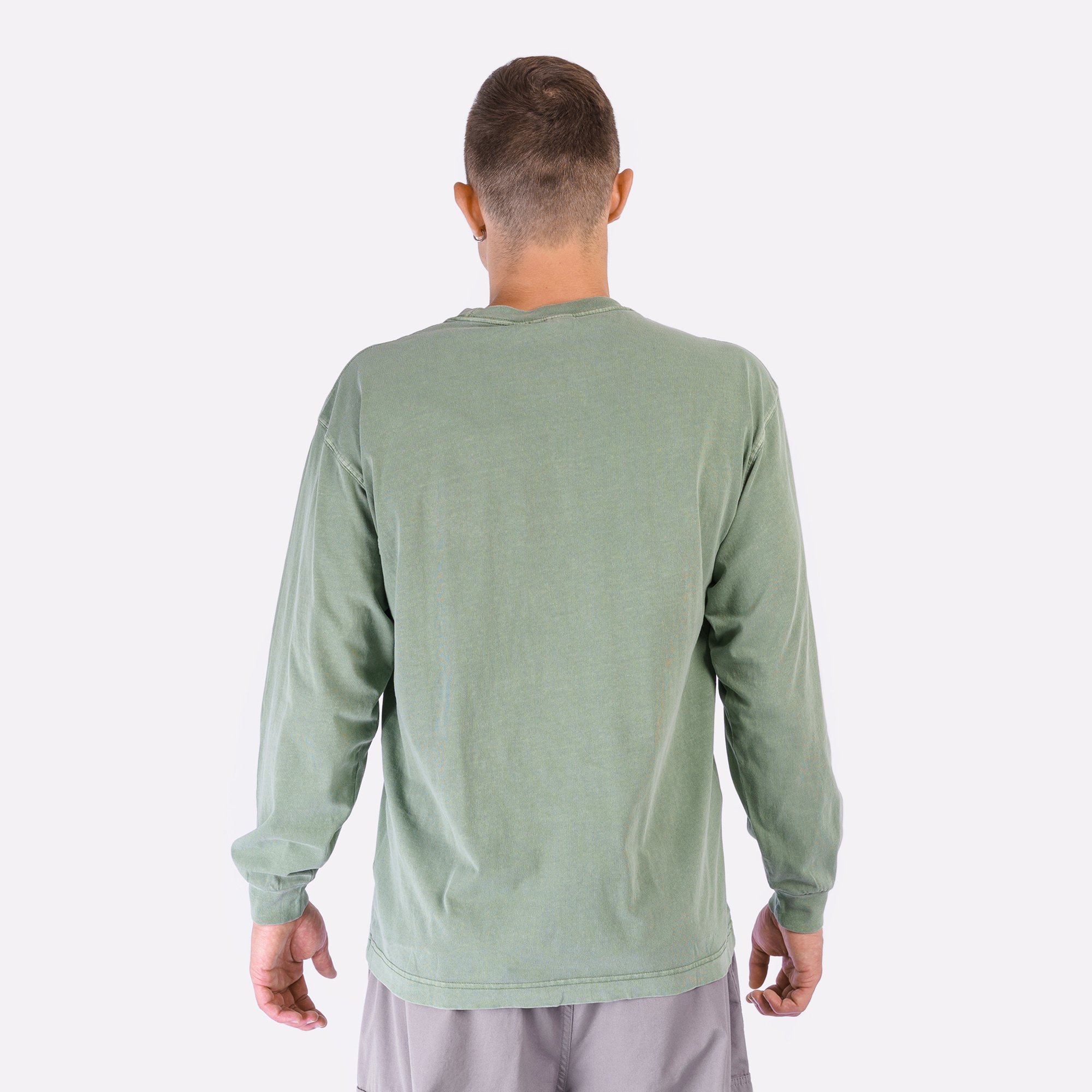 Мужской лонгслив Carhartt WIP L/S Nelson T-Shirt (I029948-park garm dyed)  - цена, описание, фото 3