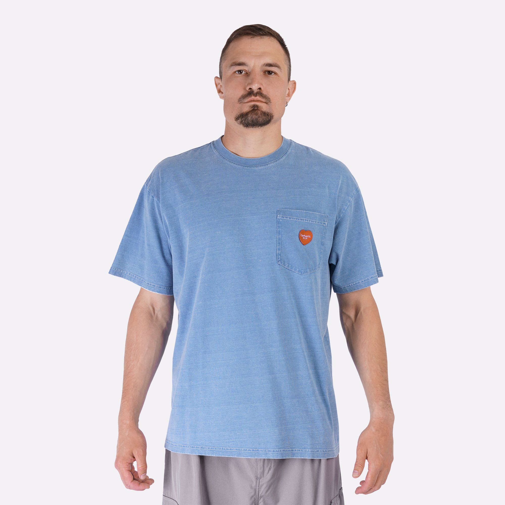 Мужская футболка Carhartt WIP S/S Ingo Pocket T-Shirt (I034486-light blue garm)  - цена, описание, фото 2