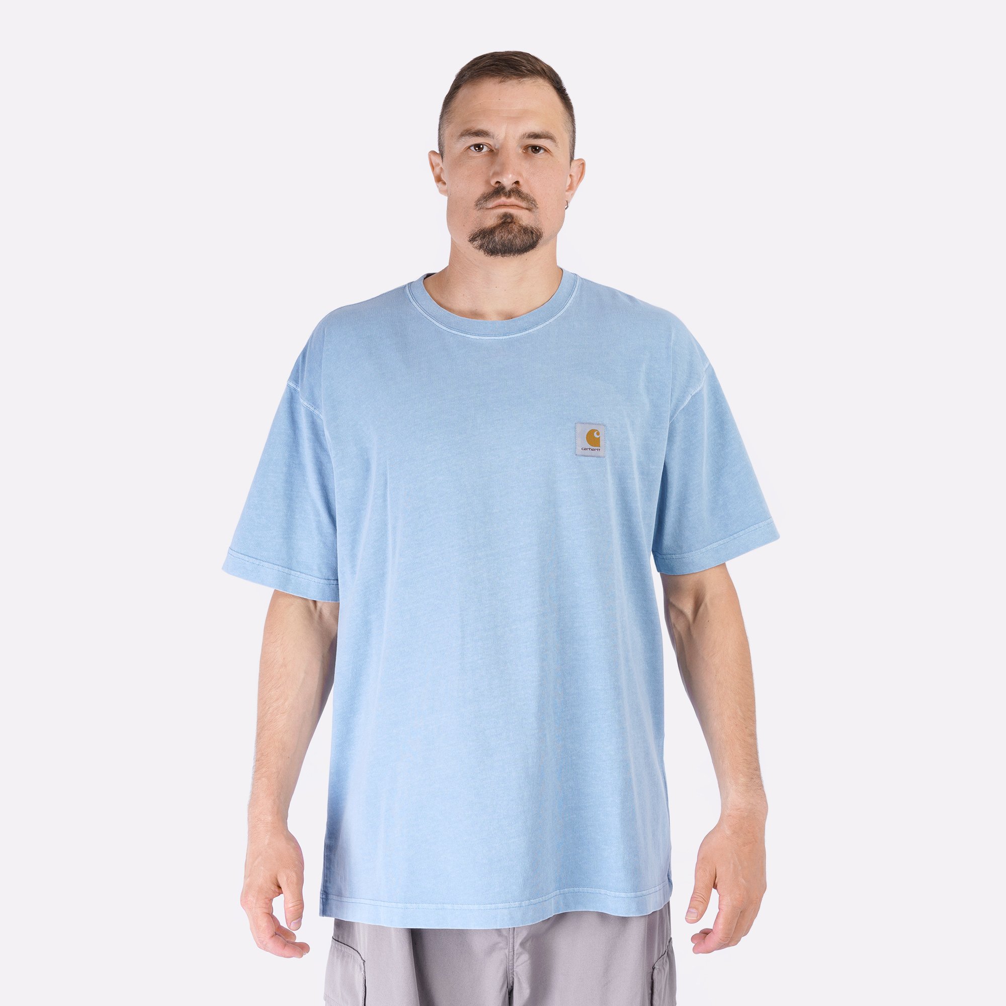 Мужская футболка Carhartt WIP S/S Nelson T-Shirt (I029949-clay blue garm dy)  - цена, описание, фото 2