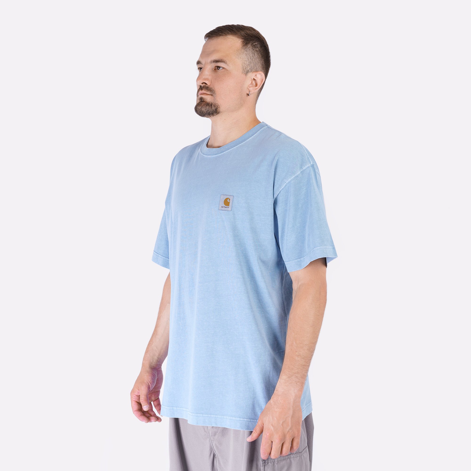 Мужская футболка Carhartt WIP S/S Nelson T-Shirt (I029949-clay blue garm dy)  - цена, описание, фото 4