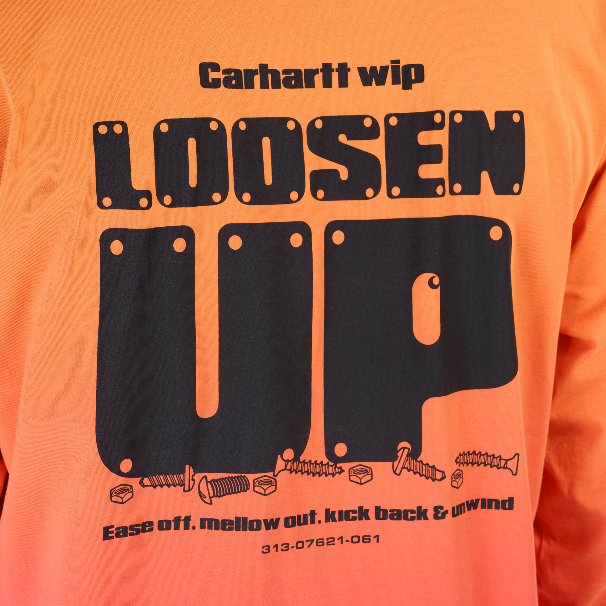 Мужской лонгслив Carhartt WIP L/S Light Work T-Shirt (I034672-pumpkin/cherry)  - цена, описание, фото 7