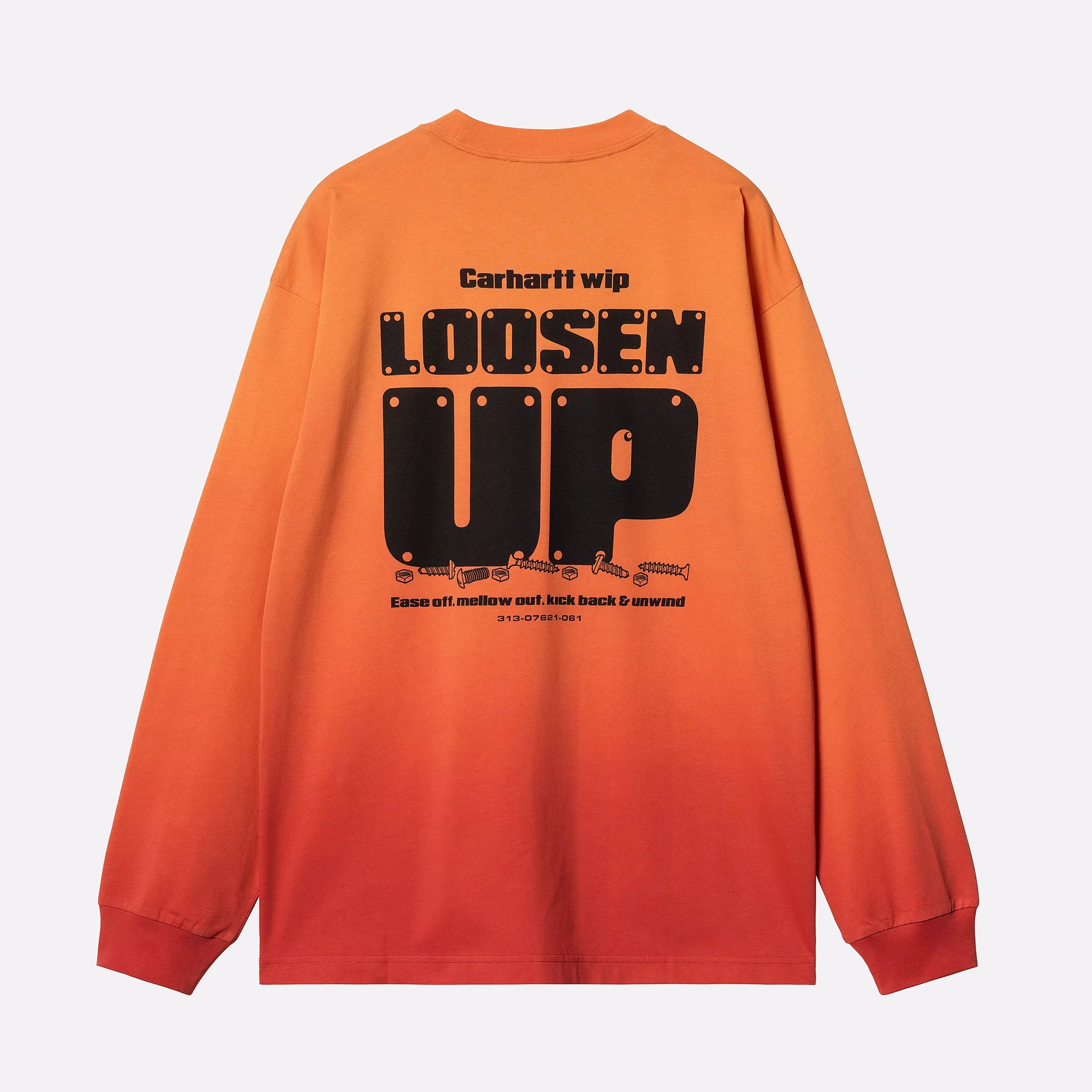 Мужской лонгслив Carhartt WIP L/S Light Work T-Shirt (I034672-pumpkin/cherry)  - цена, описание, фото 2