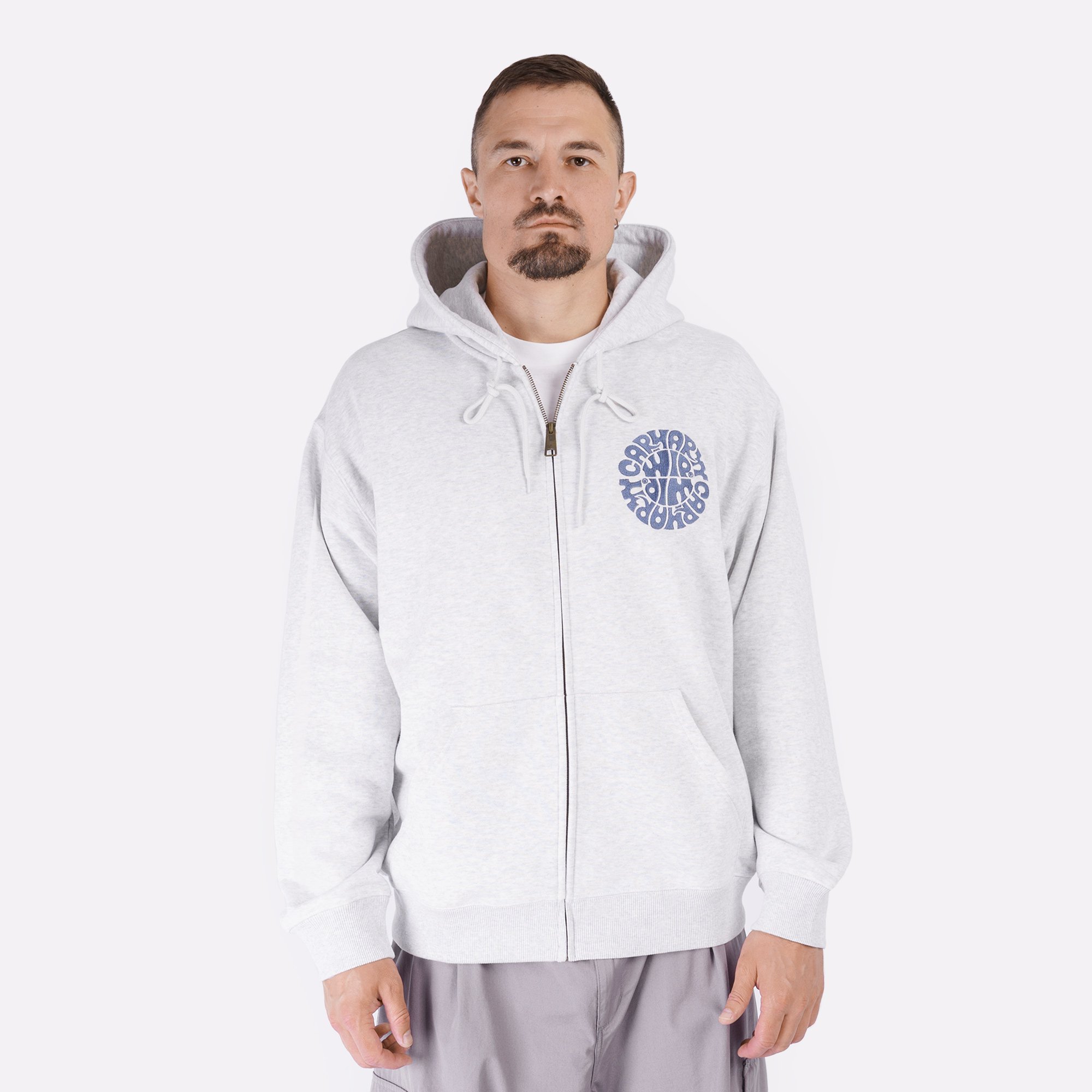 Мужская толстовка Carhartt WIP Hooded Nelson Sweat (I034731-ash heat/blu iris)  - цена, описание, фото 3