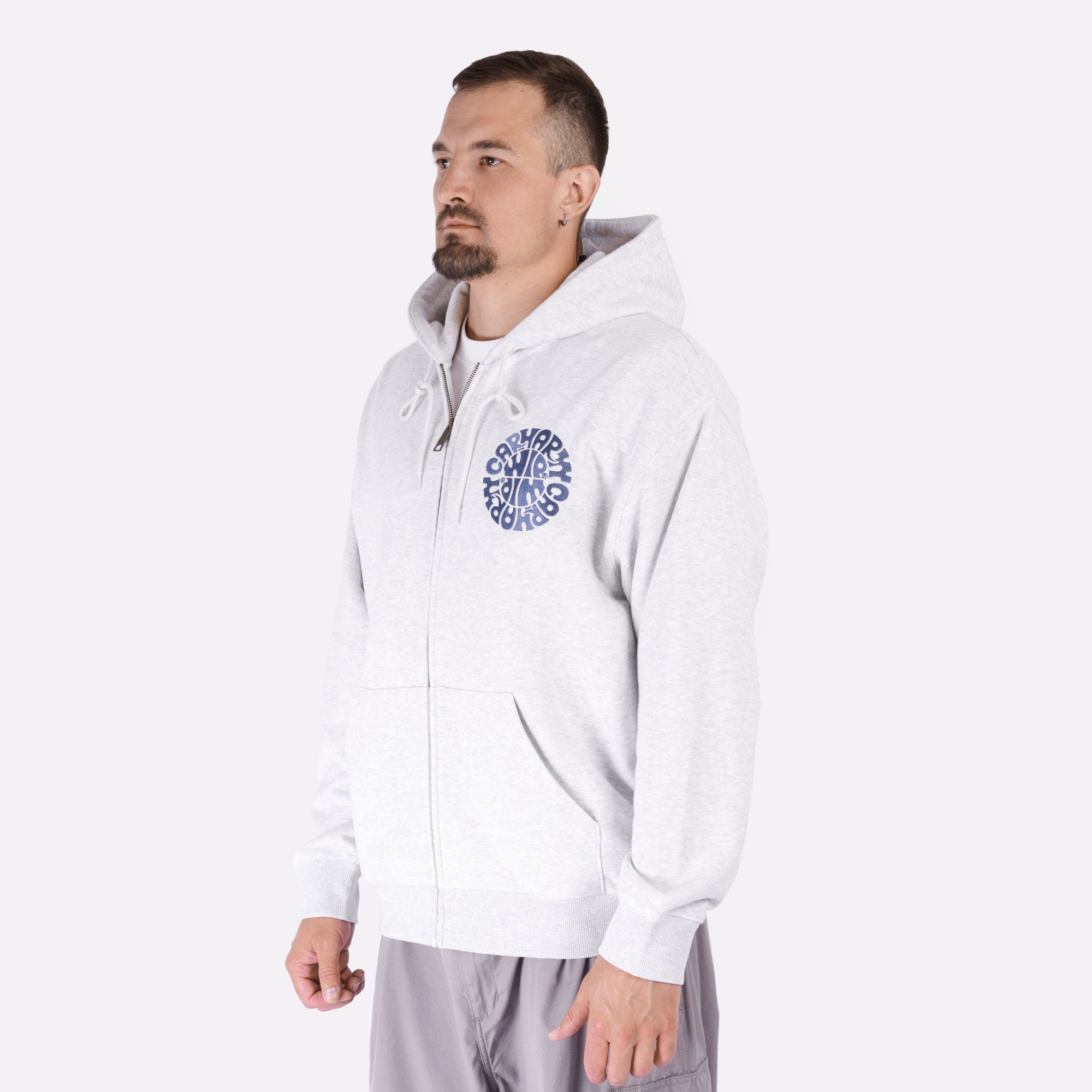 Мужская толстовка Carhartt WIP Hooded Nelson Sweat (I034731-ash heat/blu iris)  - цена, описание, фото 5