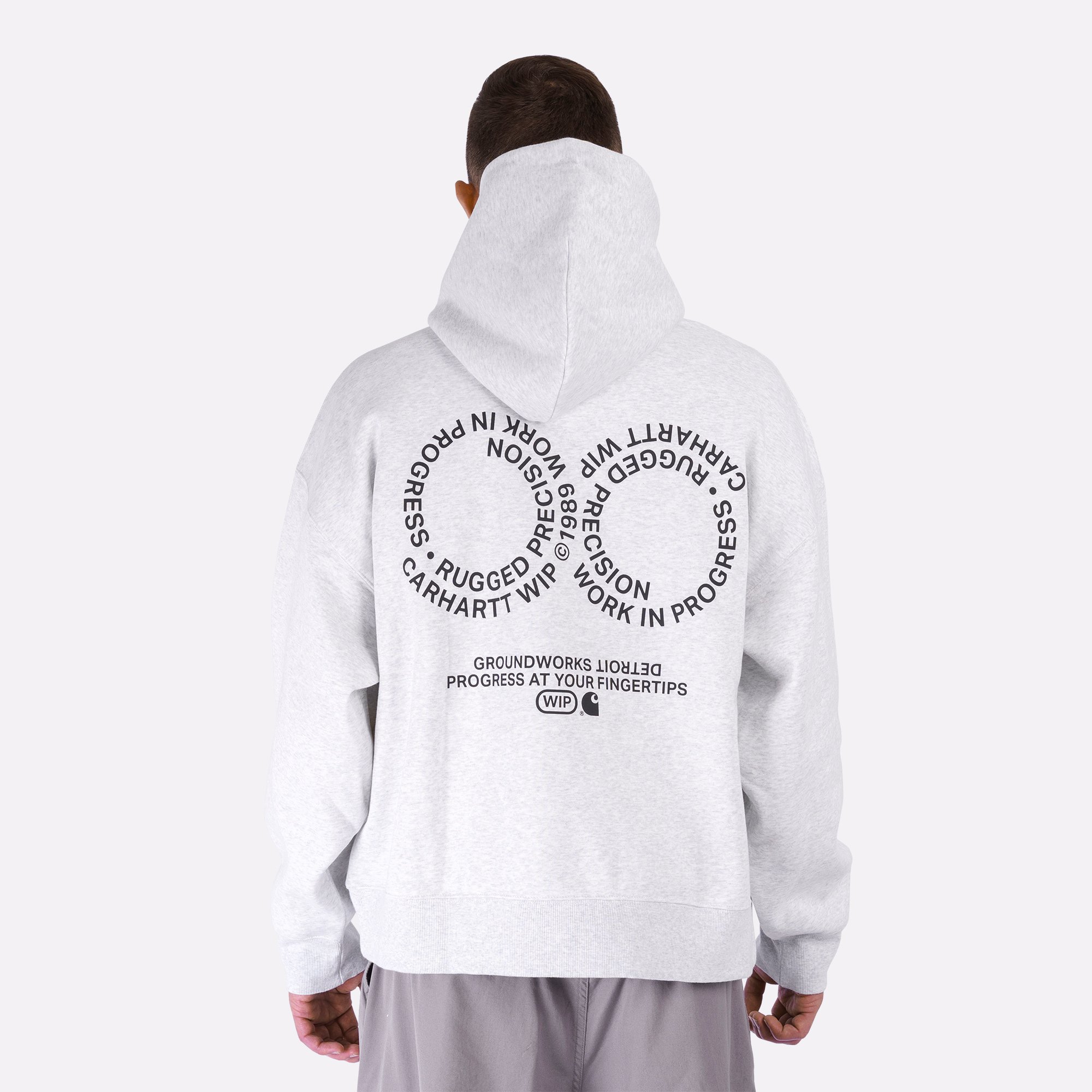 Мужская толстовка Carhartt WIP Hooded Rotation Sweat (I034690-ash heather/blk)  - цена, описание, фото 4