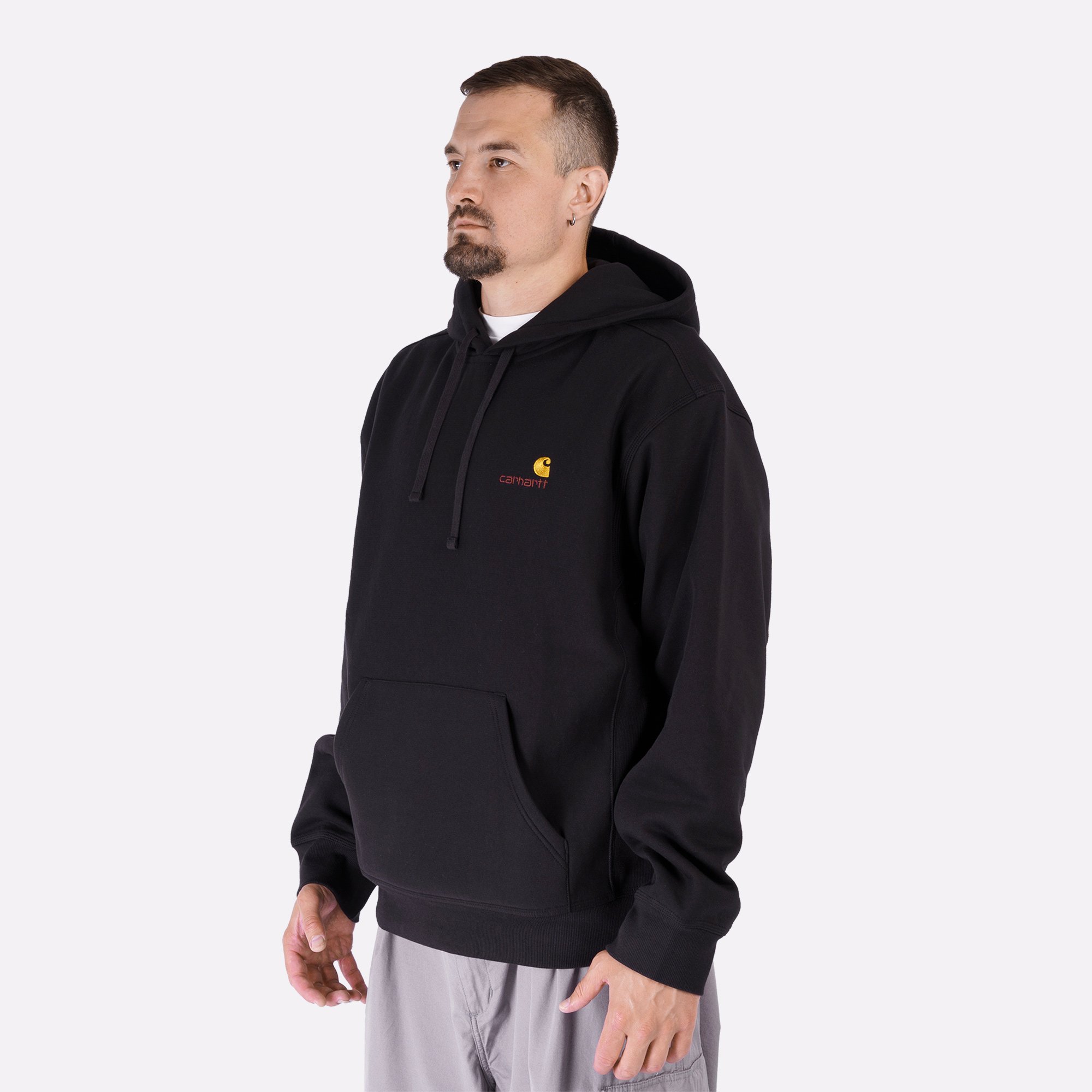 Мужская толстовка Carhartt WIP Hooded American Script Sweat (I028279-black)  - цена, описание, фото 4