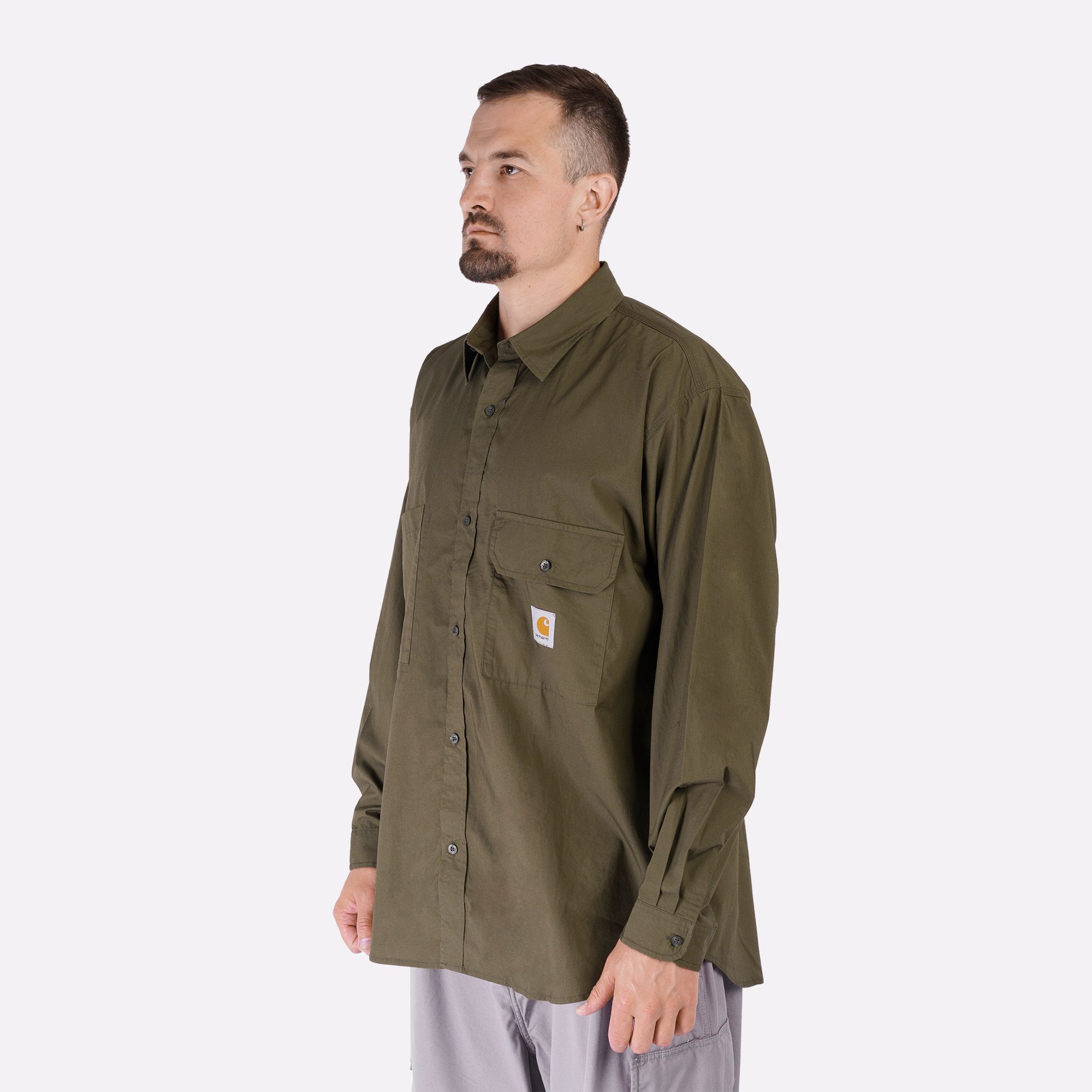 Мужская рубашка Carhartt WIP L/S Irwin Shirt (I034530-turtle)  - цена, описание, фото 3