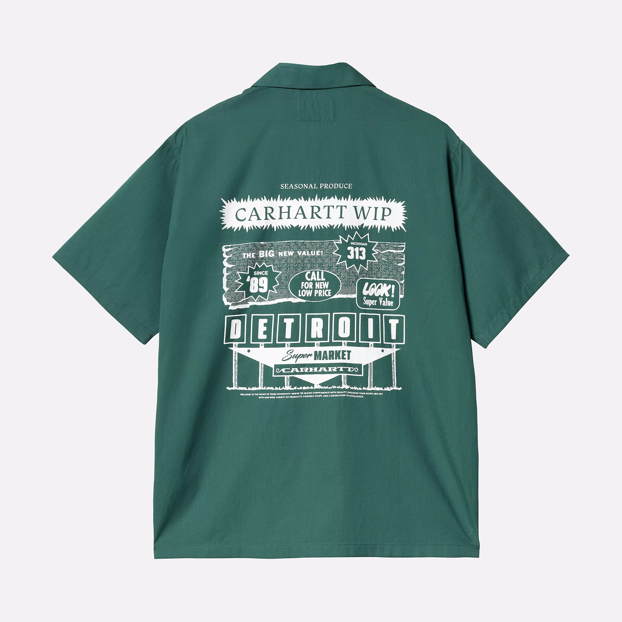 Мужская рубашка Carhartt WIP S/S Deli Shirt (I034738-rainforest/white)  - цена, описание, фото 2