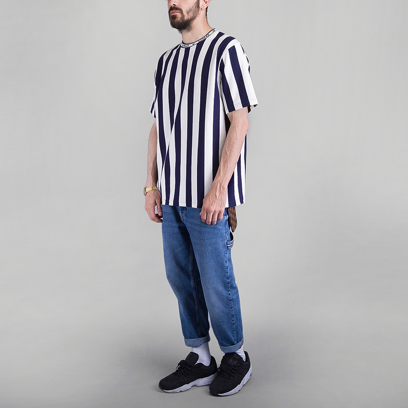 мужская синяя футболка Undftd ROLLER STRIPE CREW 514355-NAVY - цена, описание, фото 4