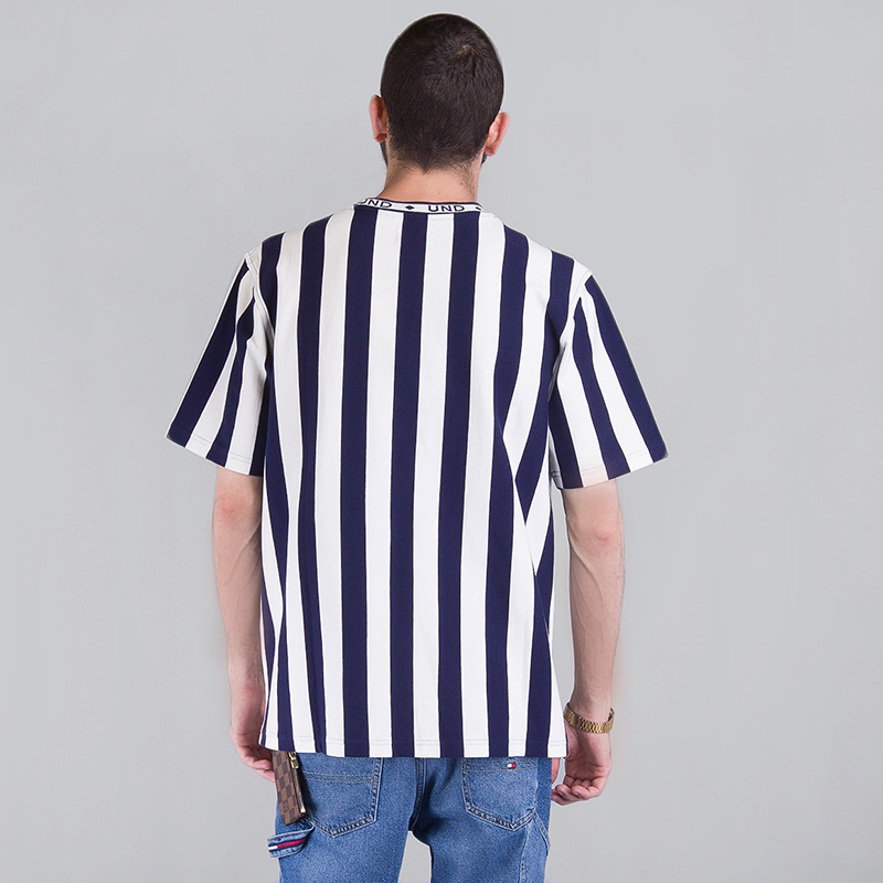 мужская синяя футболка Undftd ROLLER STRIPE CREW 514355-NAVY - цена, описание, фото 3