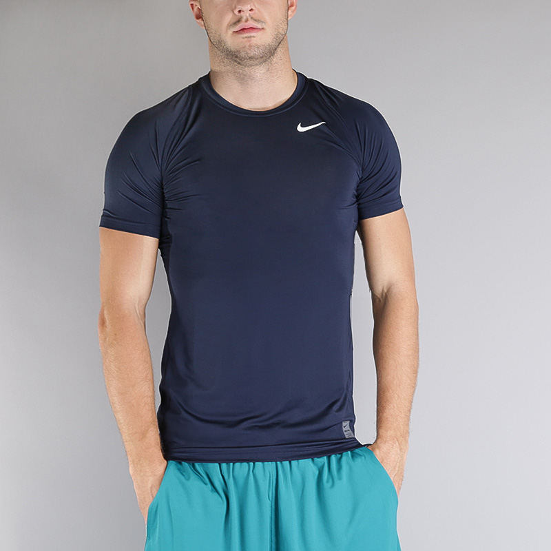 мужская синяя футболка Nike PRO 703094-451 - цена, описание, фото 3