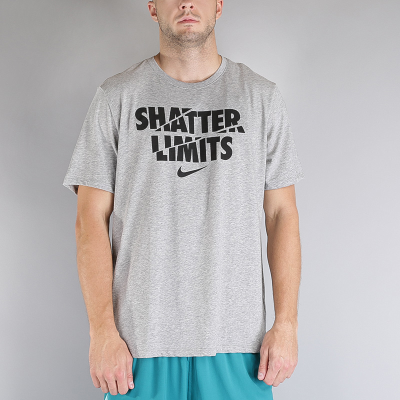 мужская серая футболка Nike M NK DRY TEE DF LIMITS 853702-063 - цена, описание, фото 2