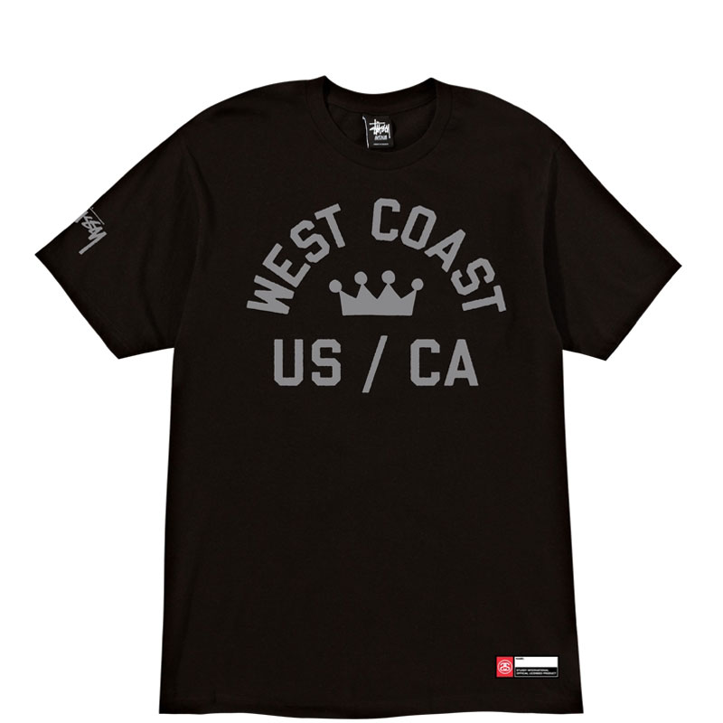 Stussy Футболка West coast tee (1902859-blk/grey)  - цена, описание, фото 1
